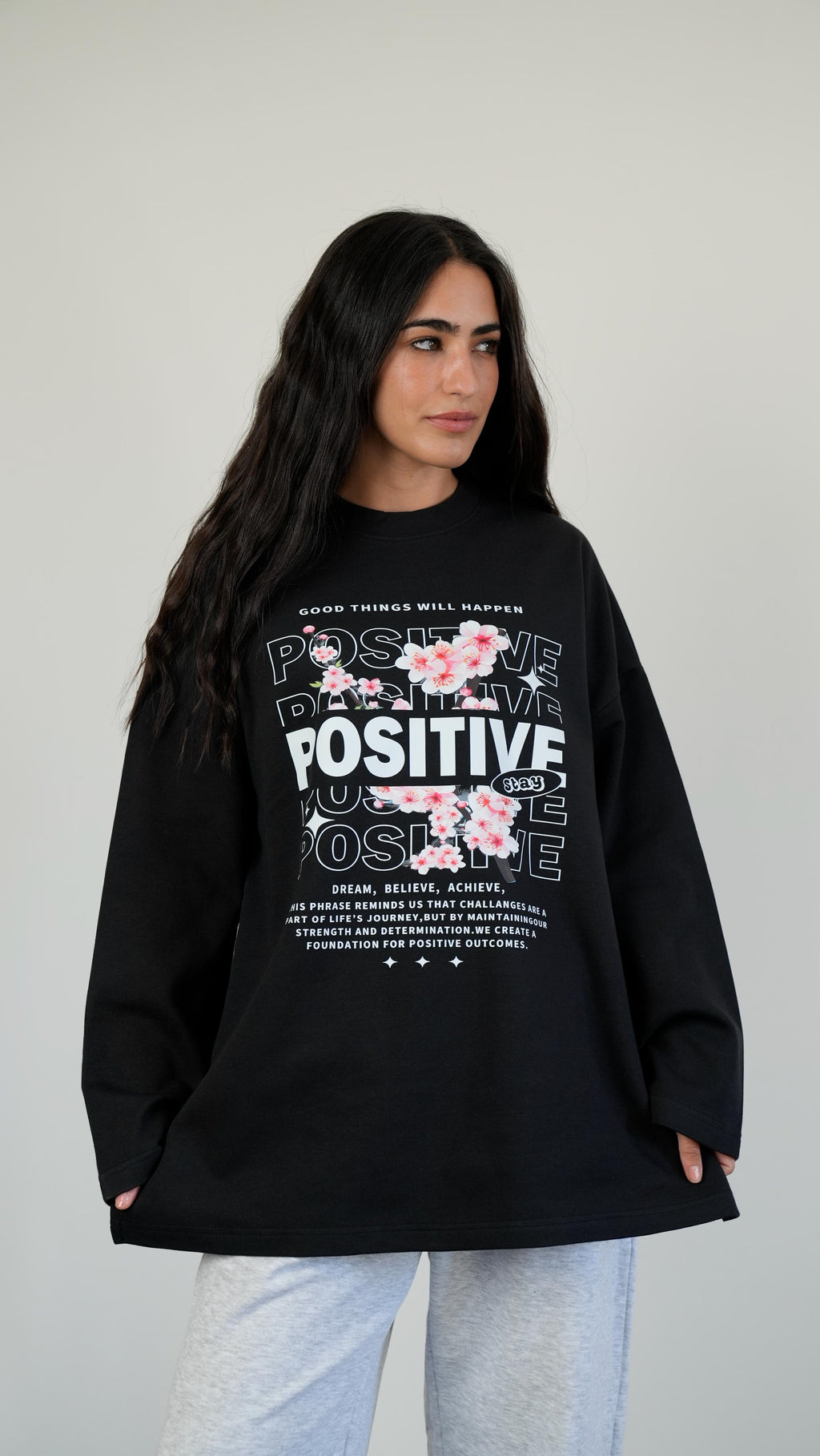 Positive widesleeves t-shirt