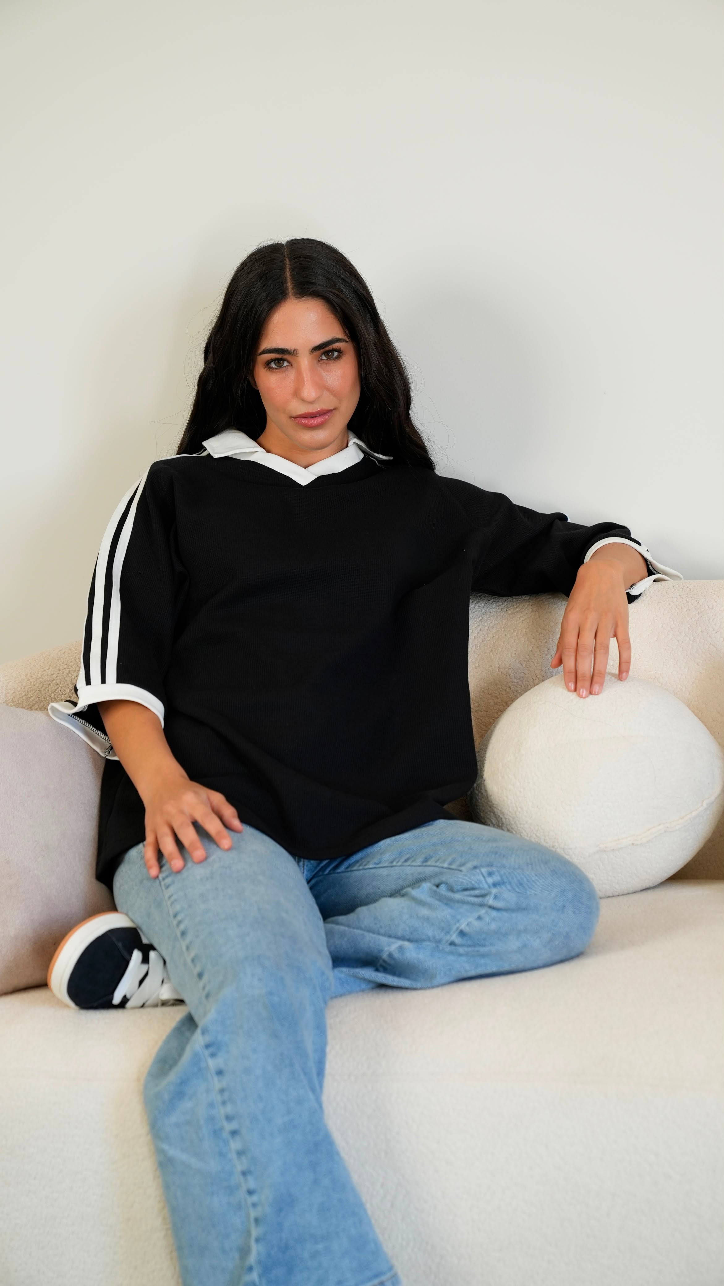 short-sleeve Stripe Waffle T-shirt