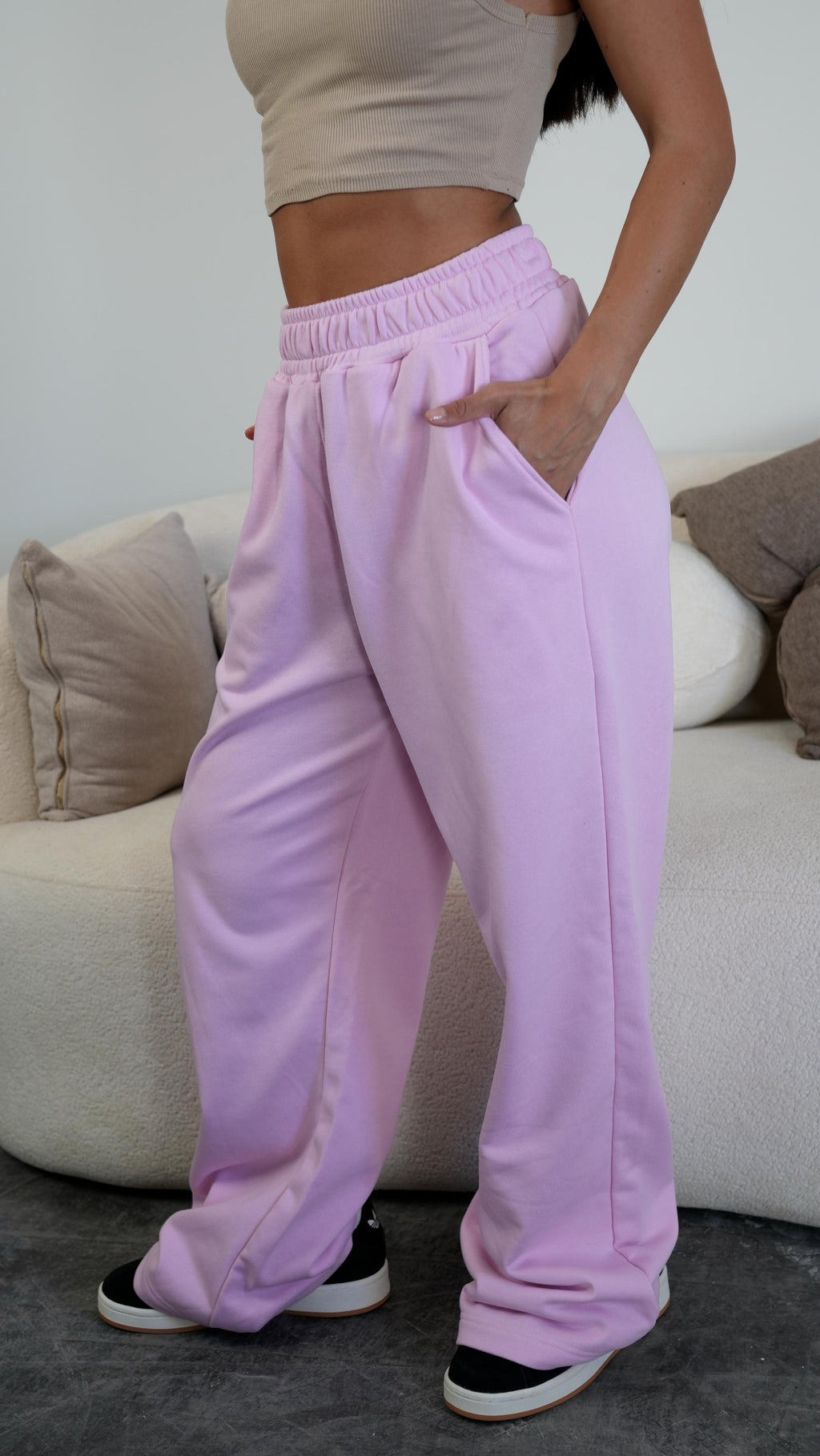 Soft Pink Wide-leg Pants