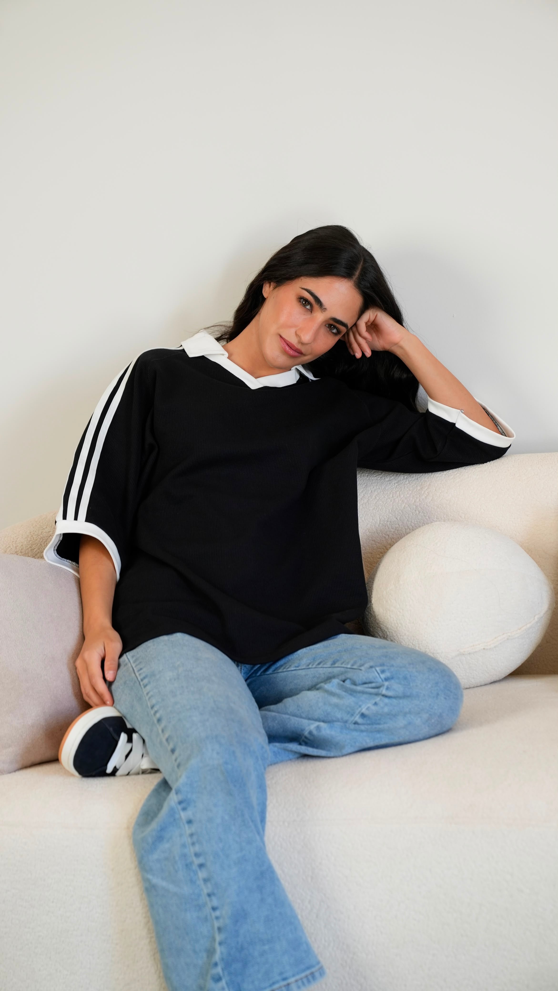 short-sleeve Stripe Waffle T-shirt
