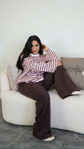 Striped widesleeves t-shirt