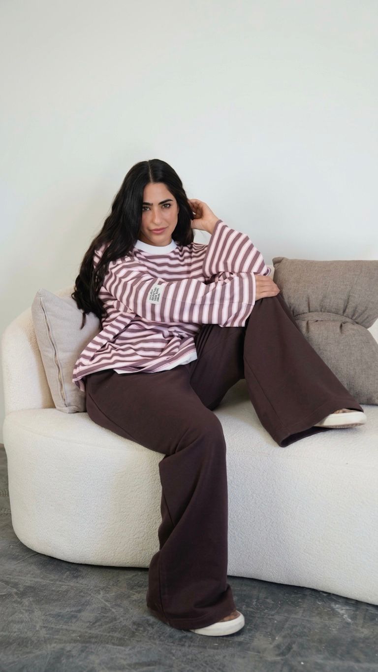 Striped widesleeves t-shirt