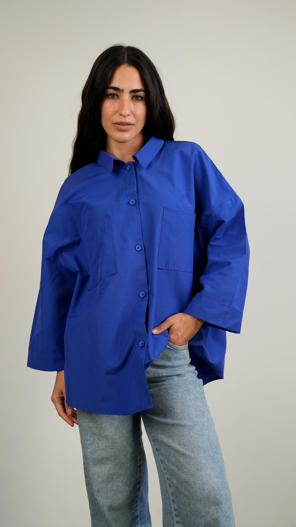 Essential Shirt wide-sleeve Blue
