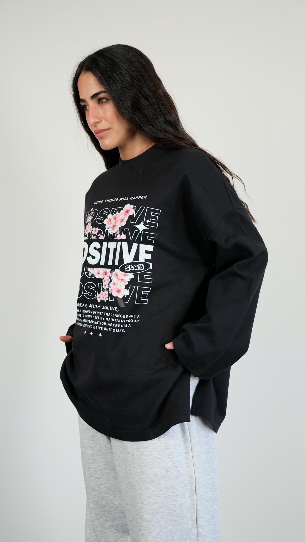 Positive widesleeves t-shirt