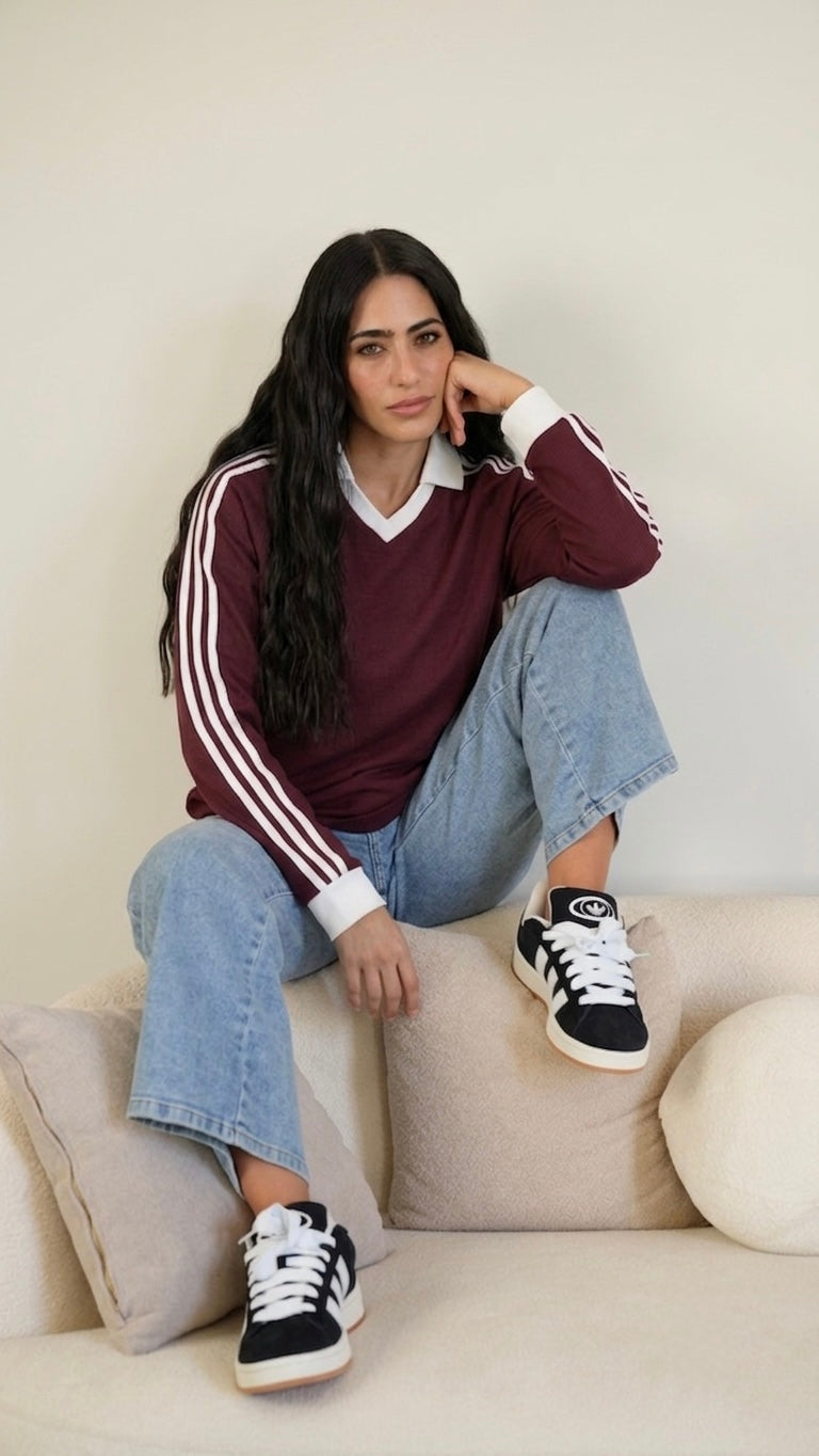 long-sleeve Stripe Waffle T-shirt