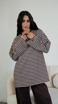 Striped widesleeves t-shirt