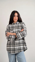 Essential Plaid Shirt wide-sleeve Mono 🖤🤍