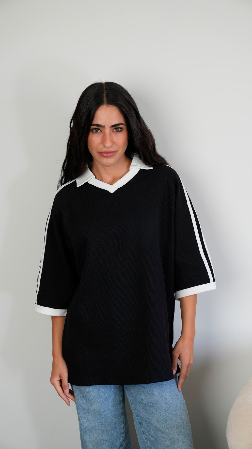 short-sleeve Stripe Waffle T-shirt