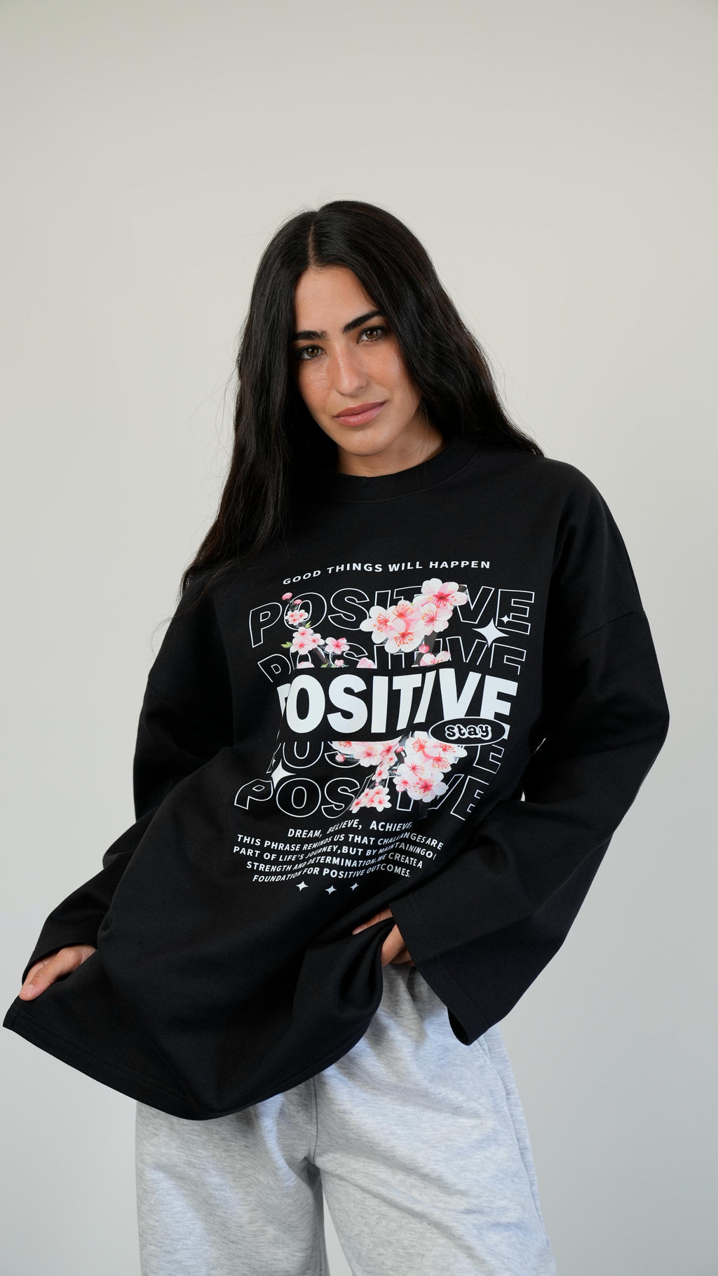 Positive widesleeves t-shirt