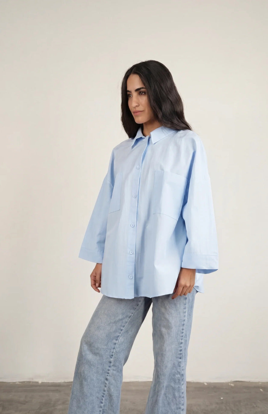 Essential Shirt wide-sleeve Baby Blue
